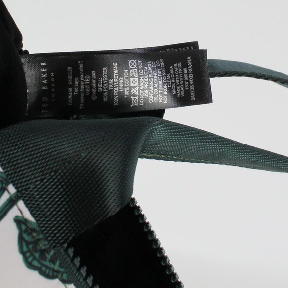 NWT Ted Baker Rococo Nylon Tote Bag, Turquoise, Flowers, Top Zip Closure - Picture 8 of 11